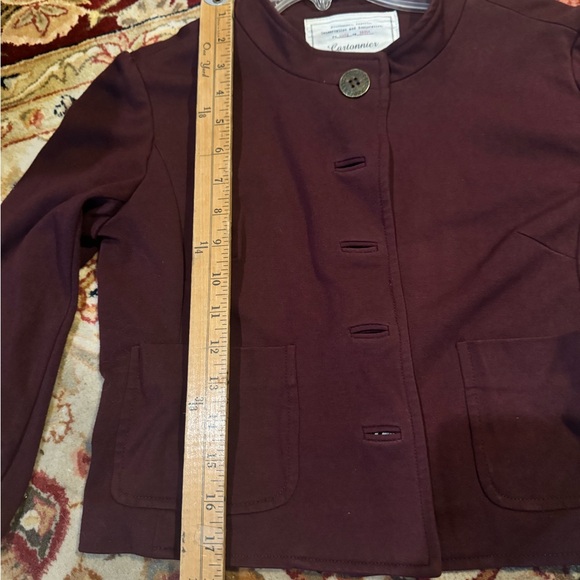 Anthropologie M Cartonnier Blazer Burgundy Large Button - Picture 8 of 8